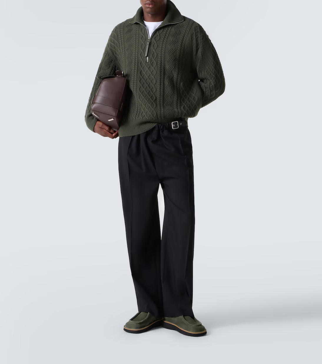 Wool zipper pullover